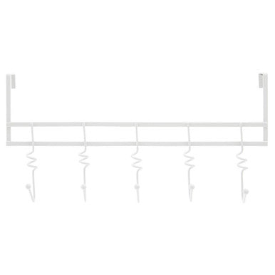 Jaxen white over-door hanger with five swirl hooks