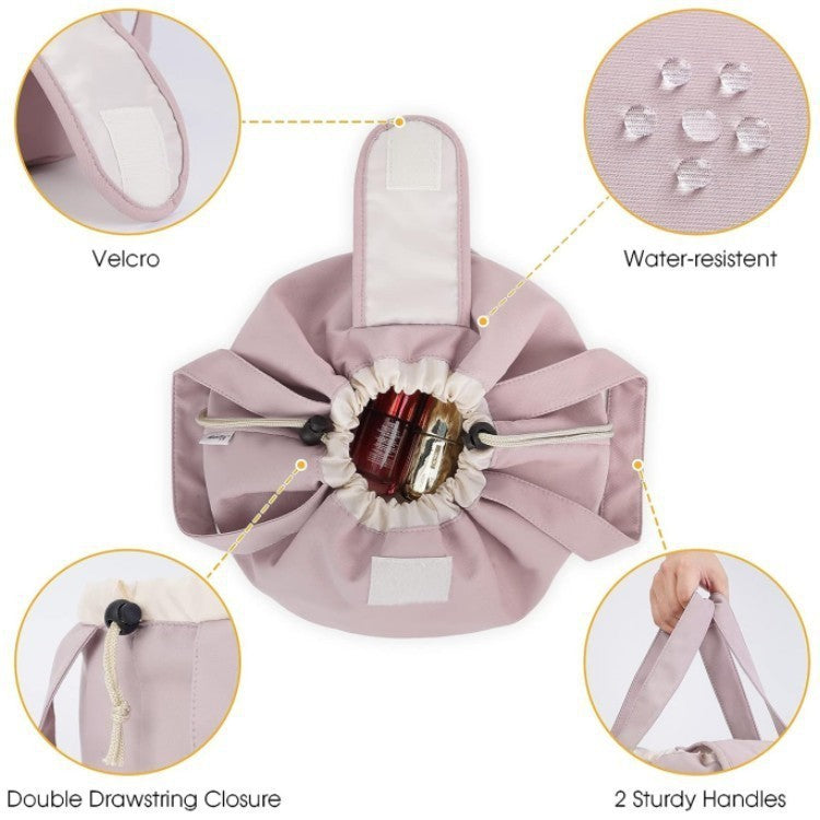 Drawstring Barrel Makeup & Toiletry Bag – 29 × 29 × 16cm