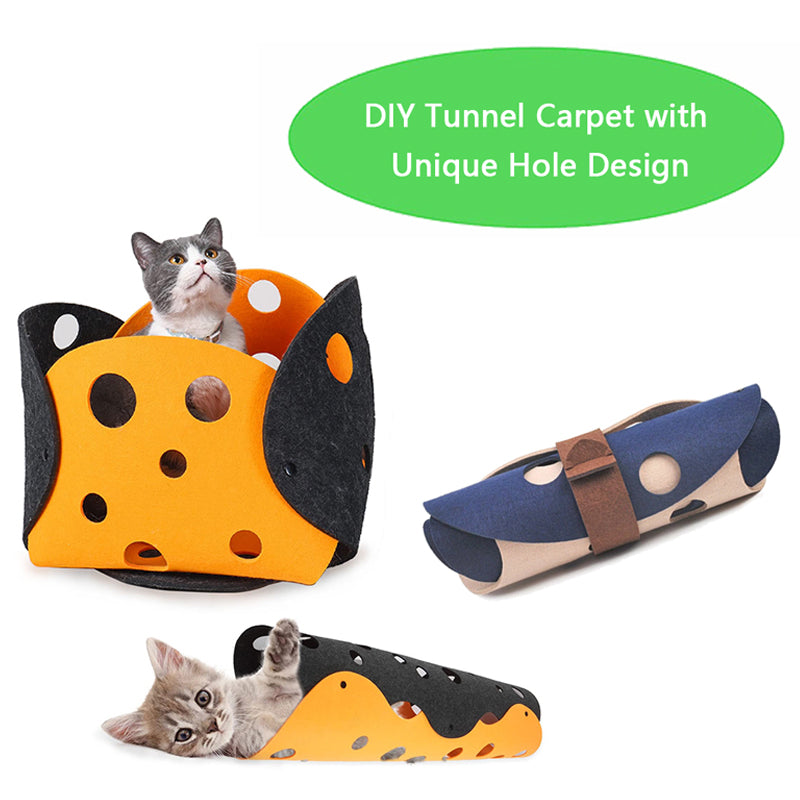 Foldable Felt Cat Play Tunnel