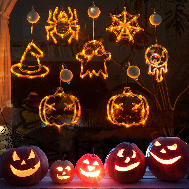 Battery-powered Halloween LED hanging window light decoration