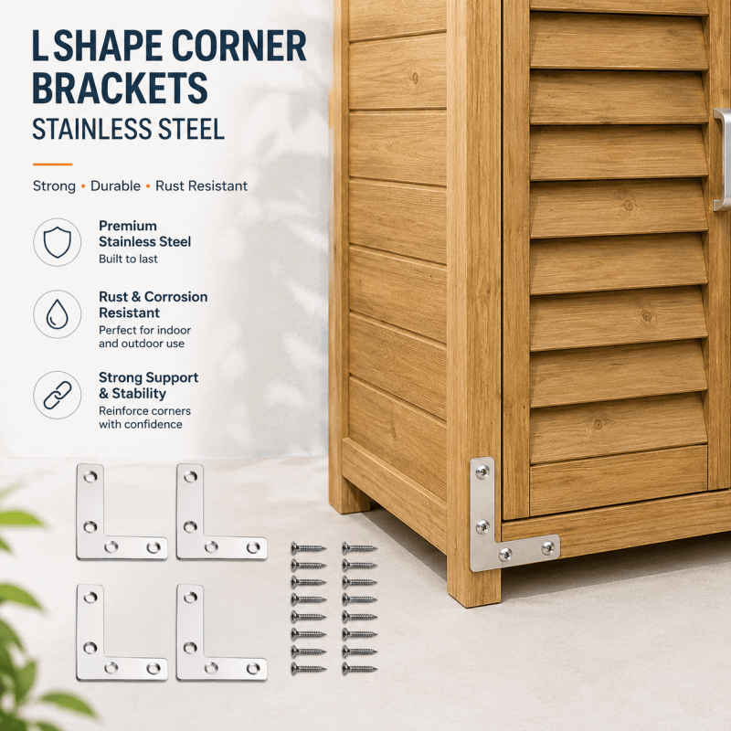 10-pack 60 x 60mm stainless steel L-shaped corner brackets with screws