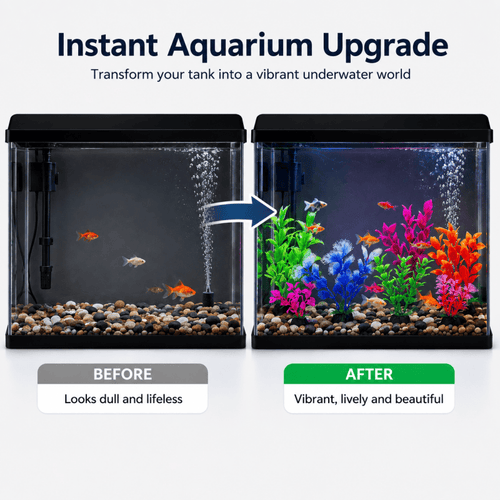 Assorted artificial aquarium plant decorations