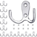 10 pack silver double coat hooks with screws
