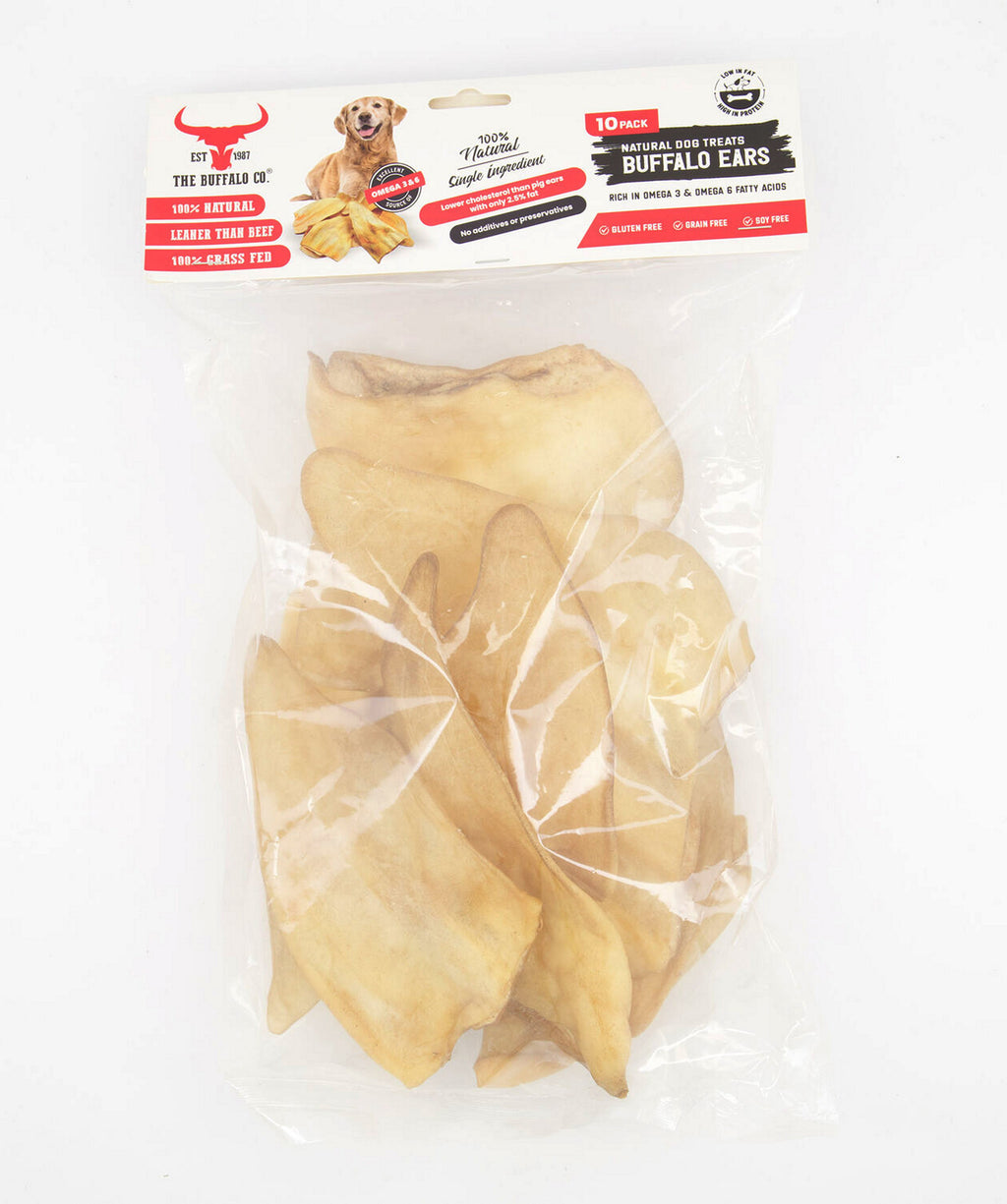 Natural Buffalo Ears for Dogs – 10, 20 or 50 Pack