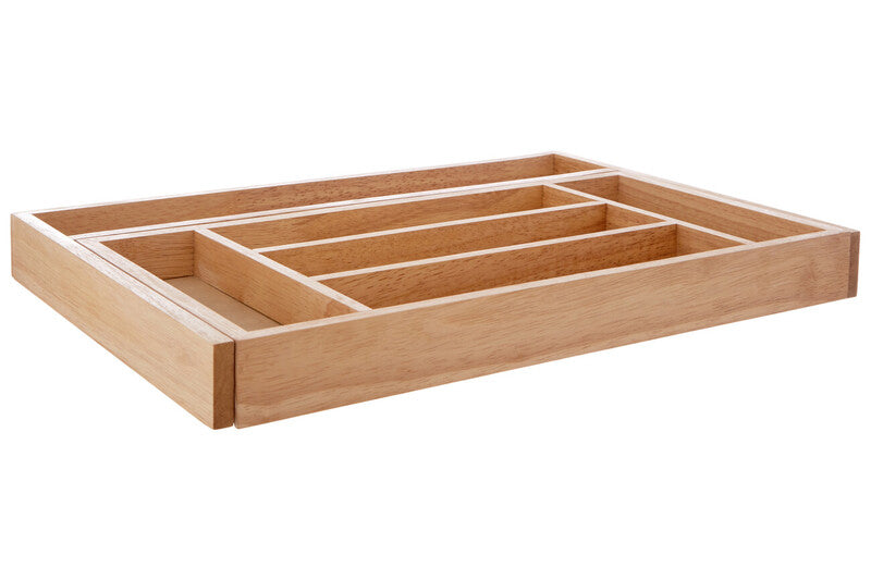 Bessan Expandable Rubberwood Cutlery Drawer Organiser – 6–7 Compartments