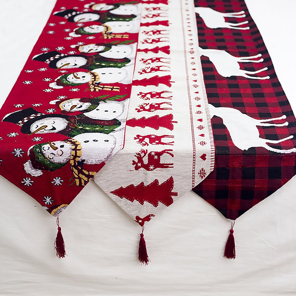Cotton and linen Christmas table runner, 35 x 180cm