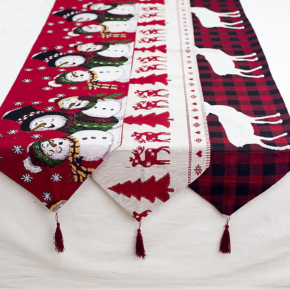 Cotton and linen Christmas table runner, 35 x 180cm