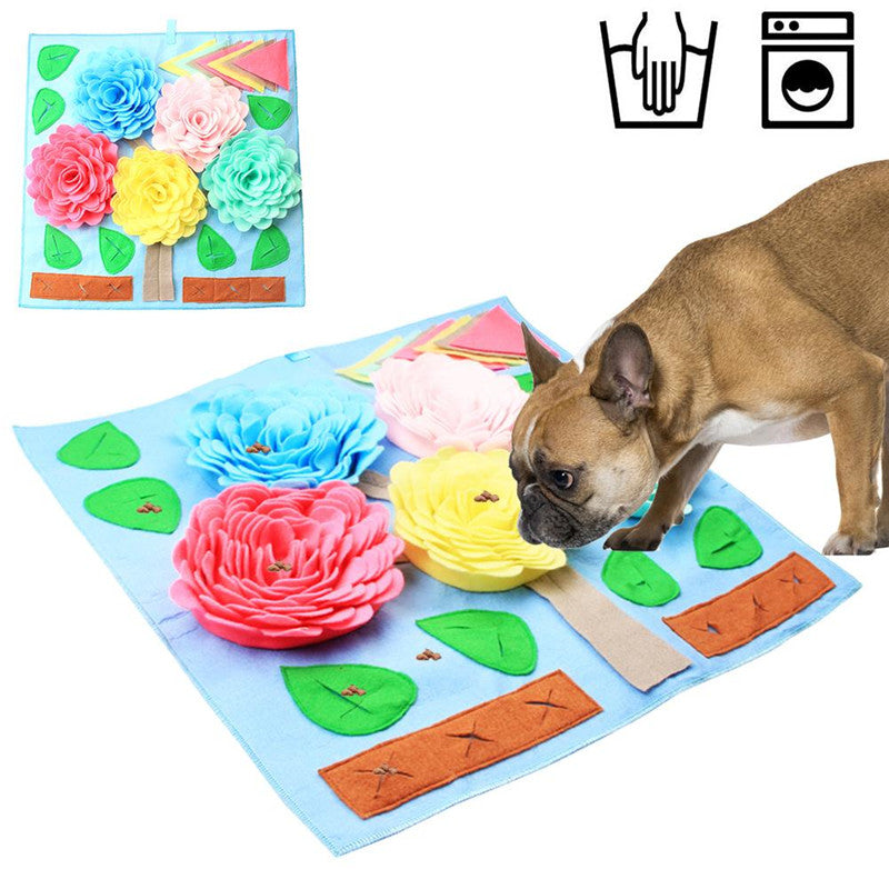 Dog snuffle mat and treat-hiding enrichment toy