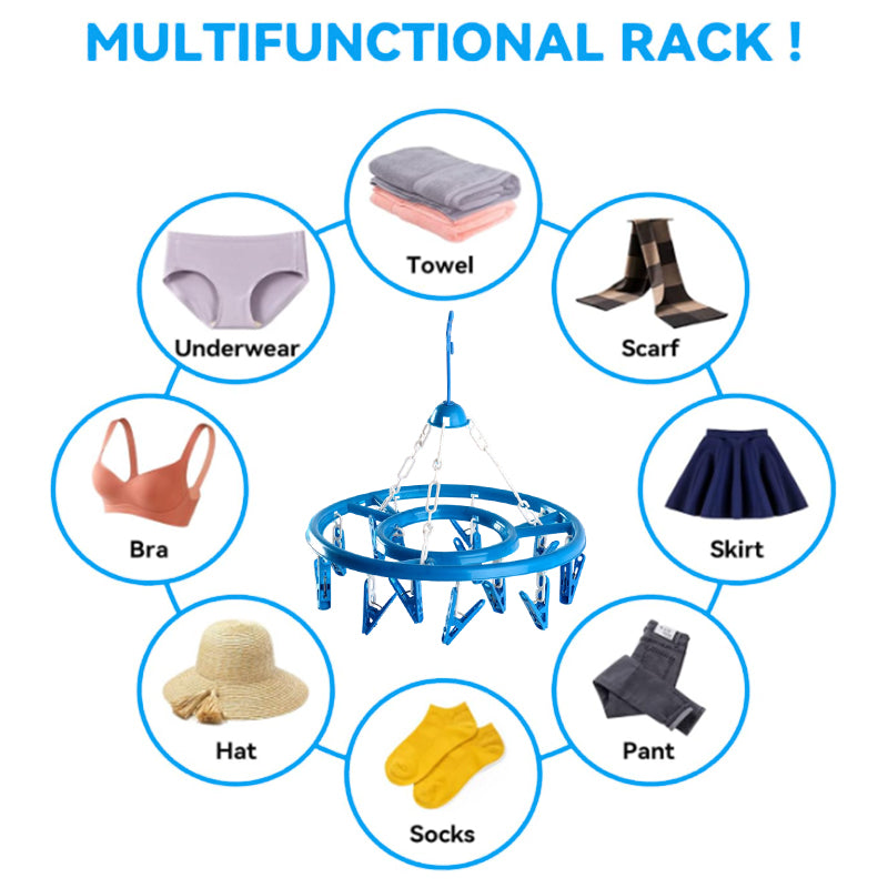 Round laundry hanger with 18 clips detail