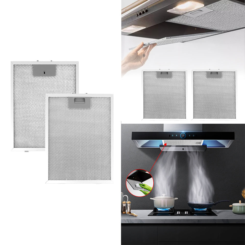 Two aluminium cooker hood grease filters 31.9 x 26cm