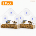 Two clear acrylic window bird feeders