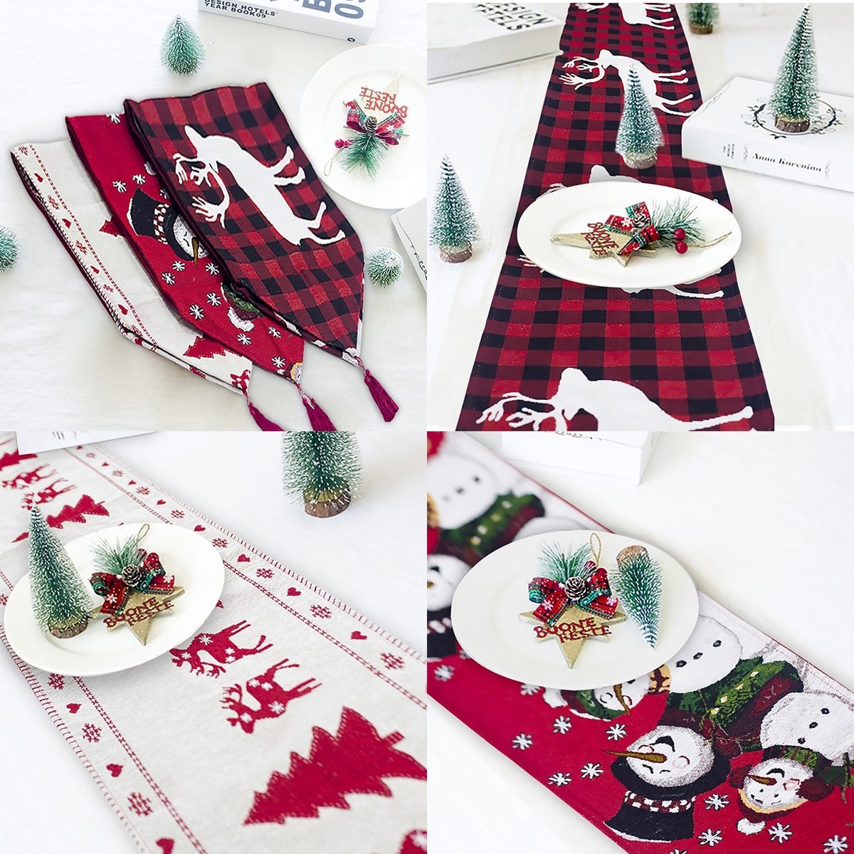 Christmas Table Runner – Cotton & Linen, 35 × 180cm