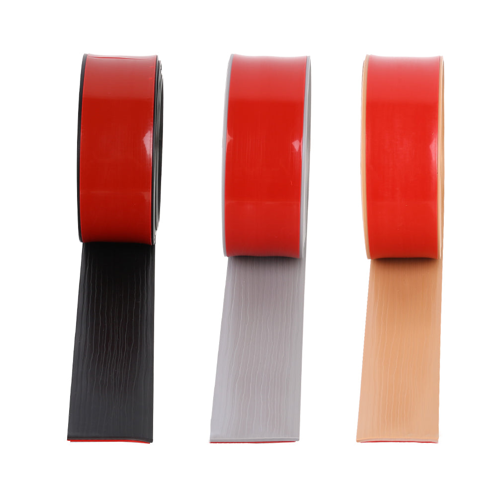 Self-adhesive floor threshold transition trim in use