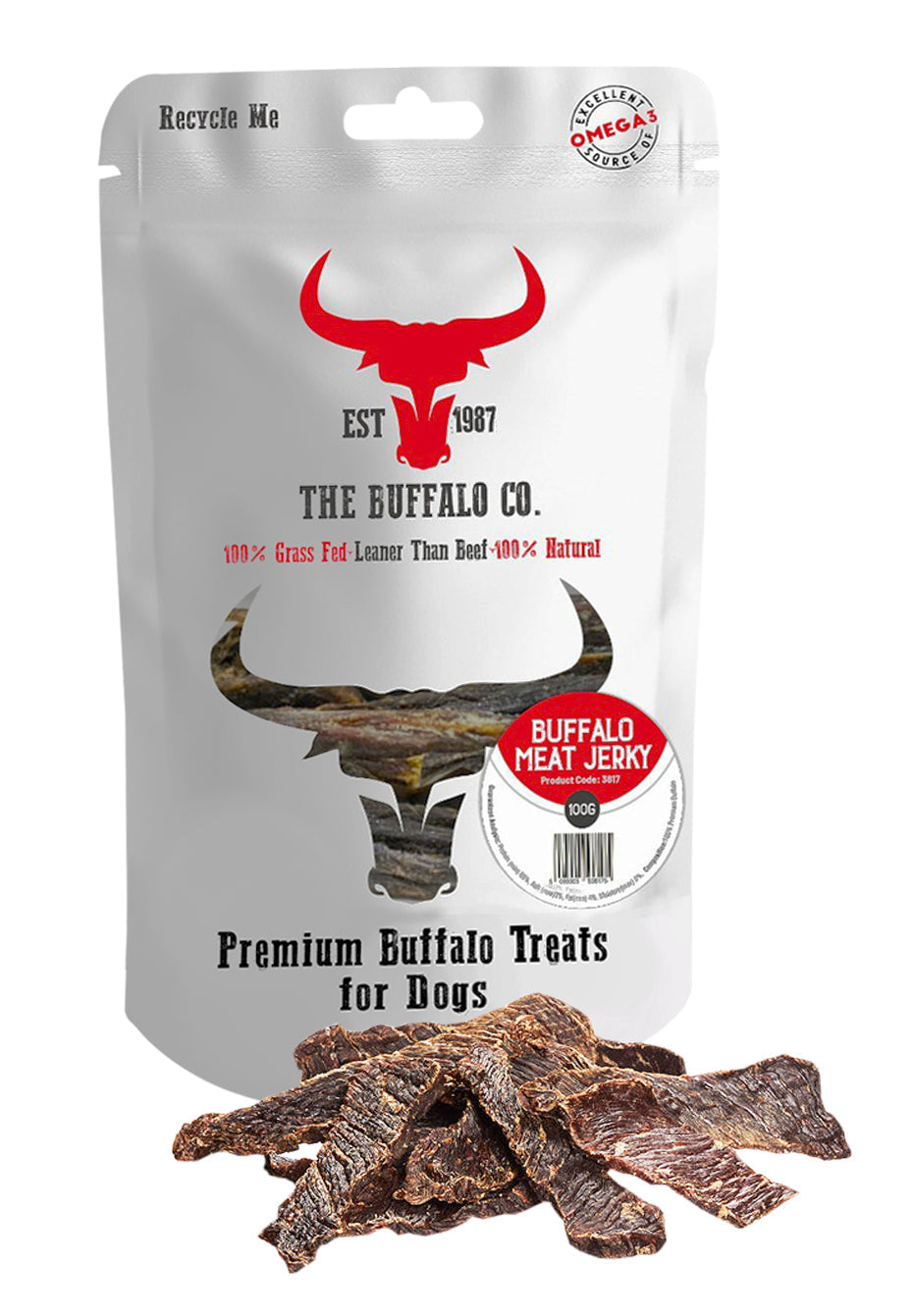 Air-Dried Buffalo Jerky Dog Treats – 100g or 1kg