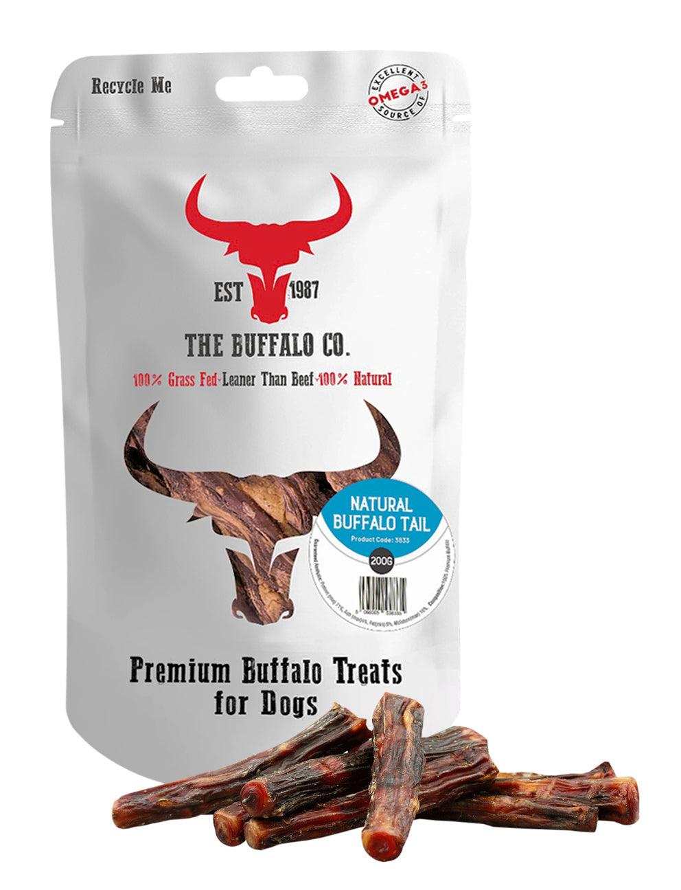 Natural Buffalo Tail Dog Chews – 200g or 1kg