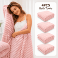 4-pack pink coral fleece bath towels