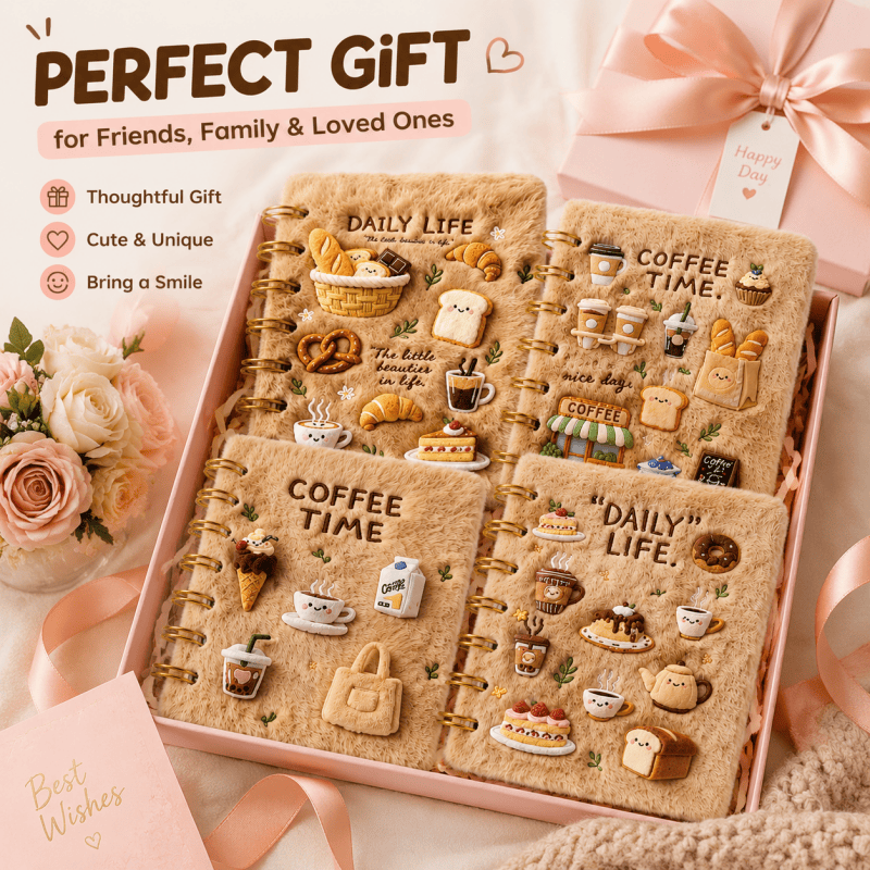 plush mini notebook set assorted designs