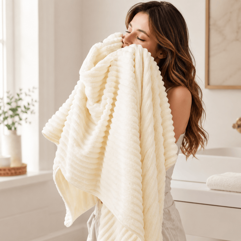 white coral fleece bath towels soft quick dry hanging loop