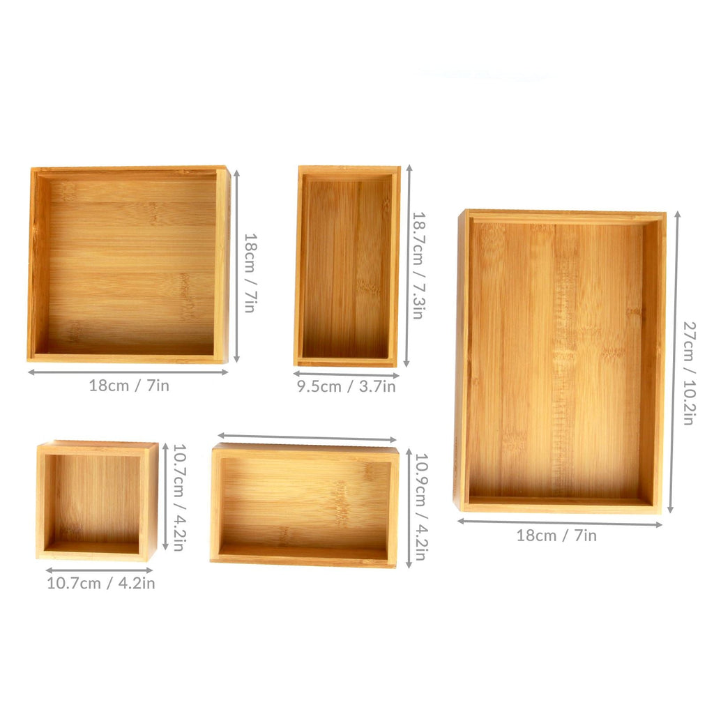 Maison & White Bamboo Drawer Organisers – Set of 5