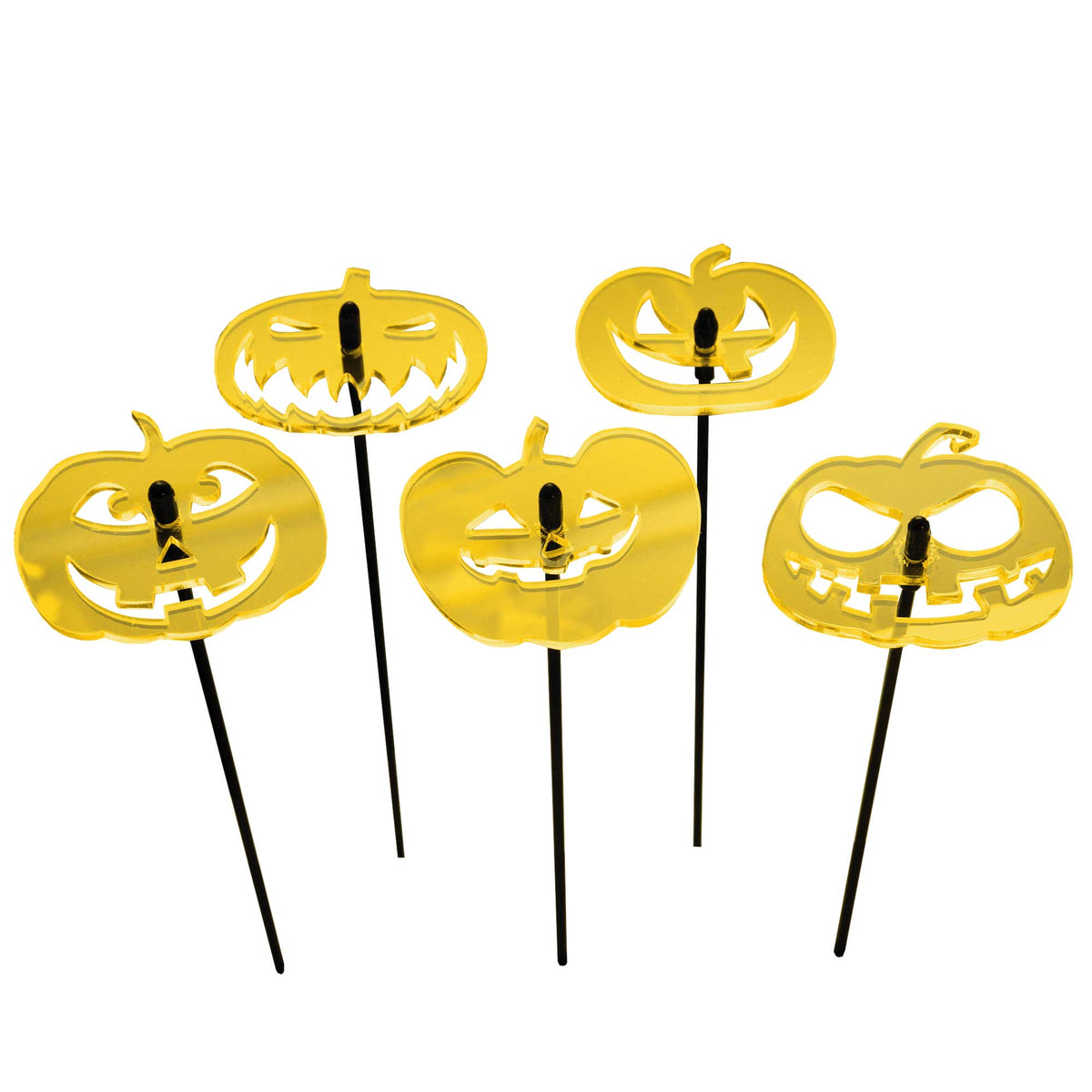 Set of 5 Small Pumpkin Garden Stakes – Fluorescent Acrylic