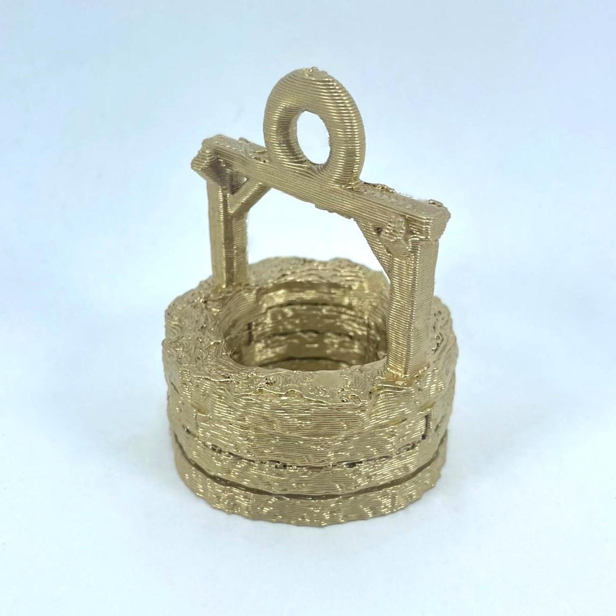 Wishing well Christmas tree ornament in gold or silver