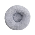 Grey 70cm plush round donut pet bed for cats and dogs