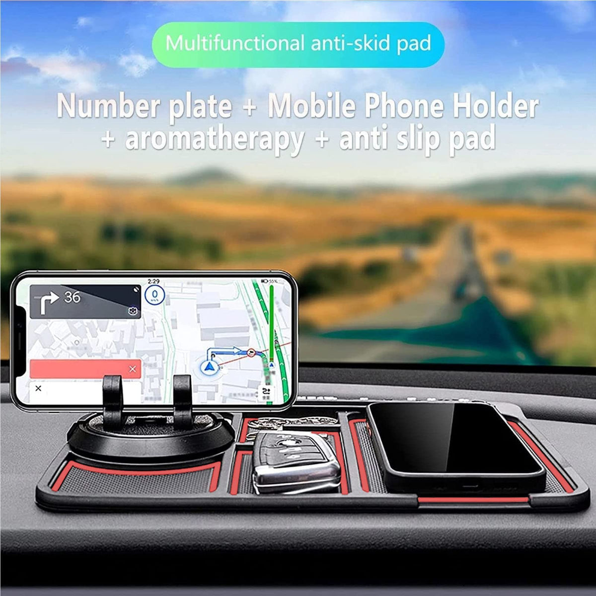 4-in-1 Non-Slip Car Dashboard Phone Mat