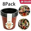 8 pack reusable plastic plant pots with drainage holes