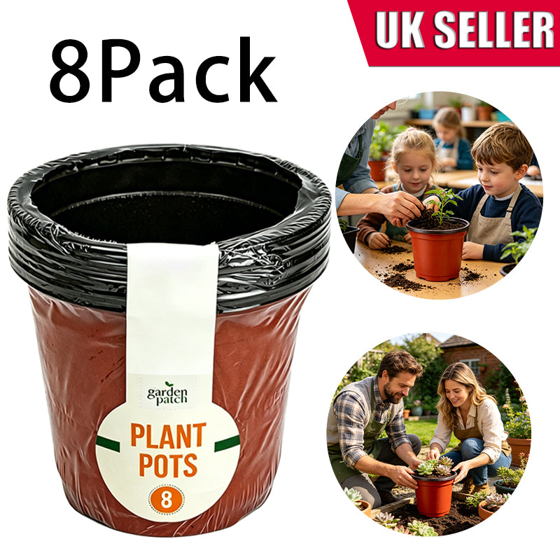 8 pack reusable plastic plant pots with drainage holes
