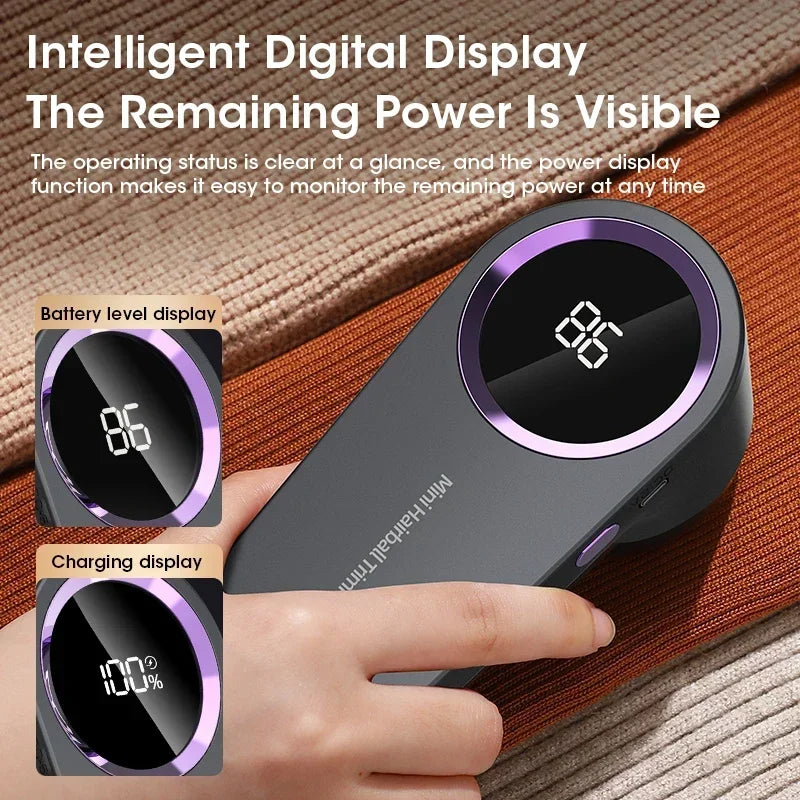 USB-C rechargeable fabric shaver with LED display