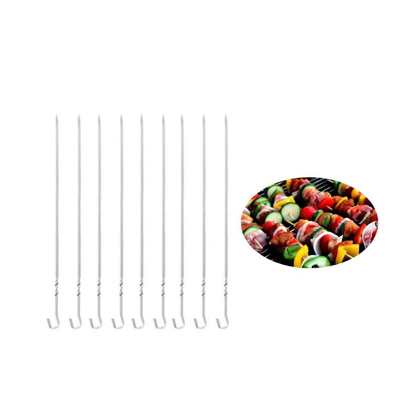 Nine twisted metal barbecue kebab skewers, 38cm long