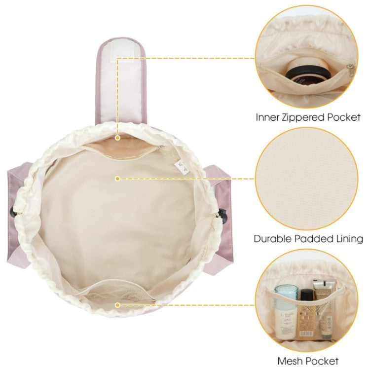 Drawstring Barrel Makeup & Toiletry Bag – 29 × 29 × 16cm