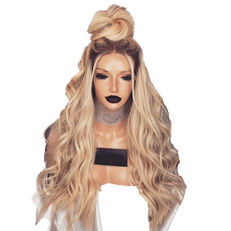 Black & Gold Mid-Length Curly Wig
