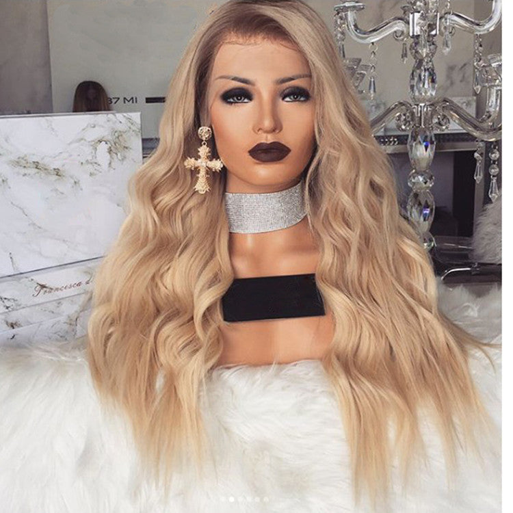 Black & Gold Mid-Length Curly Wig