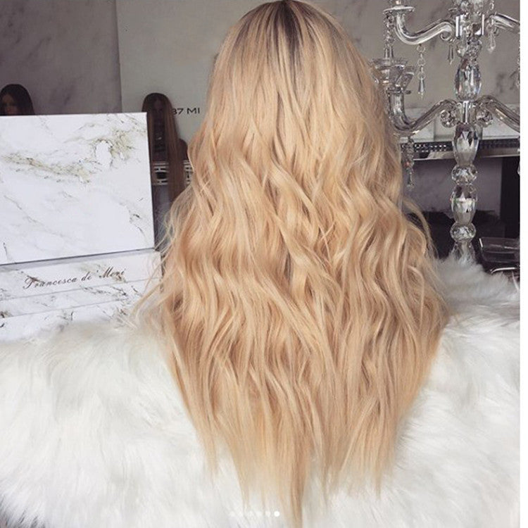 Black & Gold Mid-Length Curly Wig
