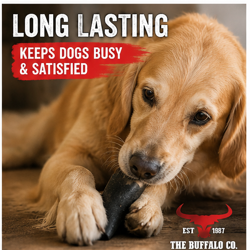 Natural Buffalo Horn Dog Chew – Large 6–8in
