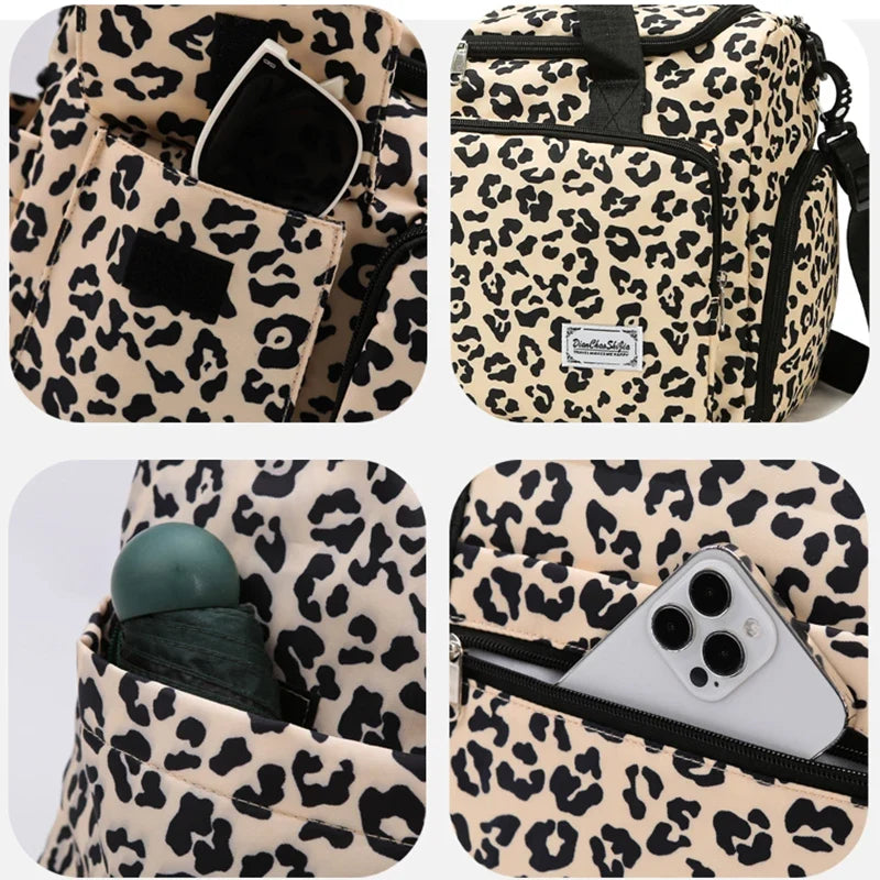 Leopard-Print Gym & Travel Duffle Bag with Shoe Compartment
