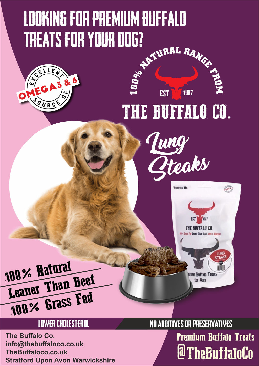 Air-Dried Buffalo Lung Dog Treats – 100g or 1kg