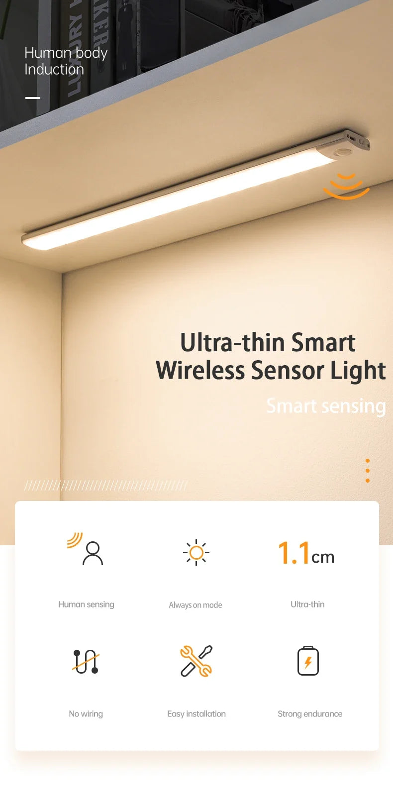 USB-C Rechargeable Motion Sensor Cabinet Light