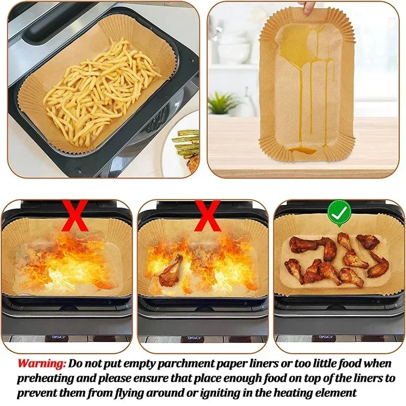 Disposable Air Fryer Paper Liners – Rectangular