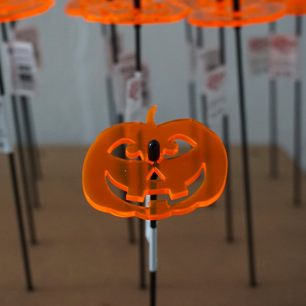 Set of 5 Small Pumpkin Garden Stakes – Fluorescent Acrylic