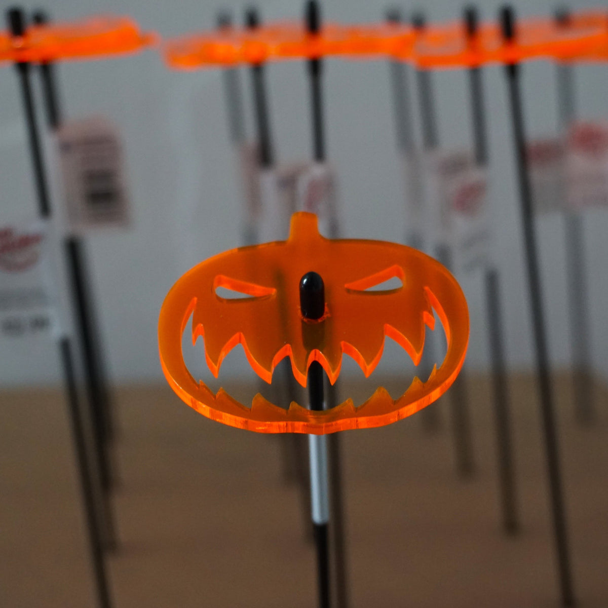 Set of 5 Small Pumpkin Garden Stakes – Fluorescent Acrylic