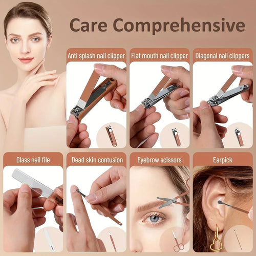 GeToday Stainless Steel Manicure Kit – Brown Case
