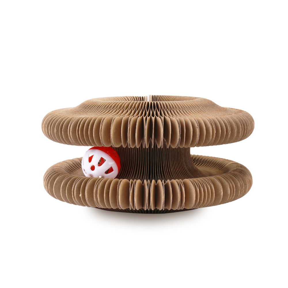 Foldable accordion cat scratching board with ball