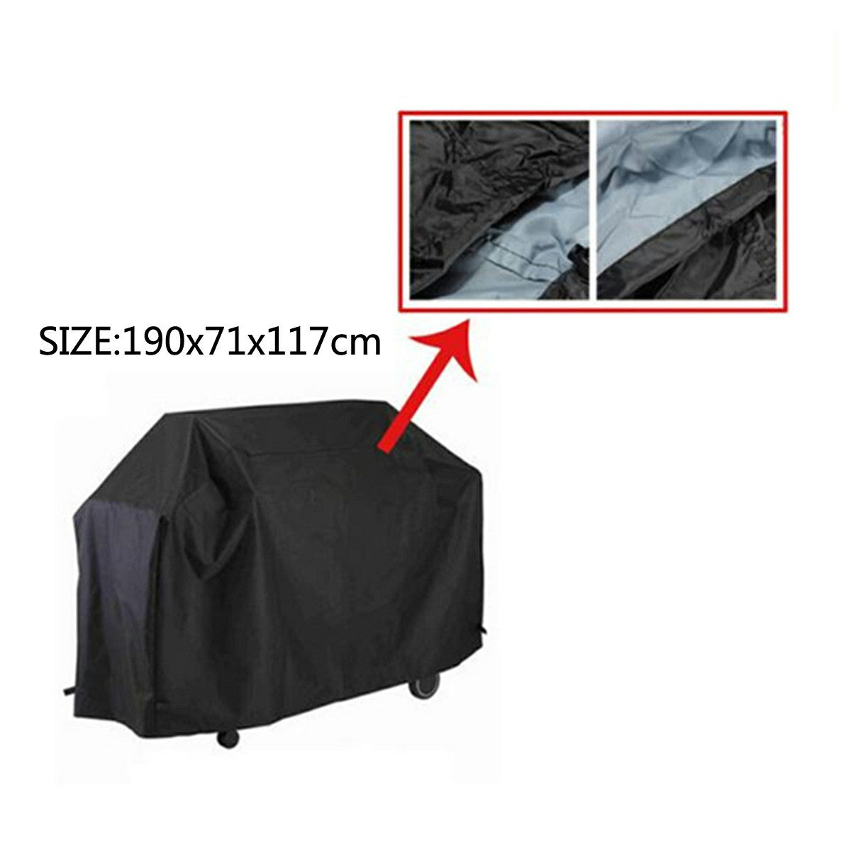 BBQ grill cover with adjustable tie