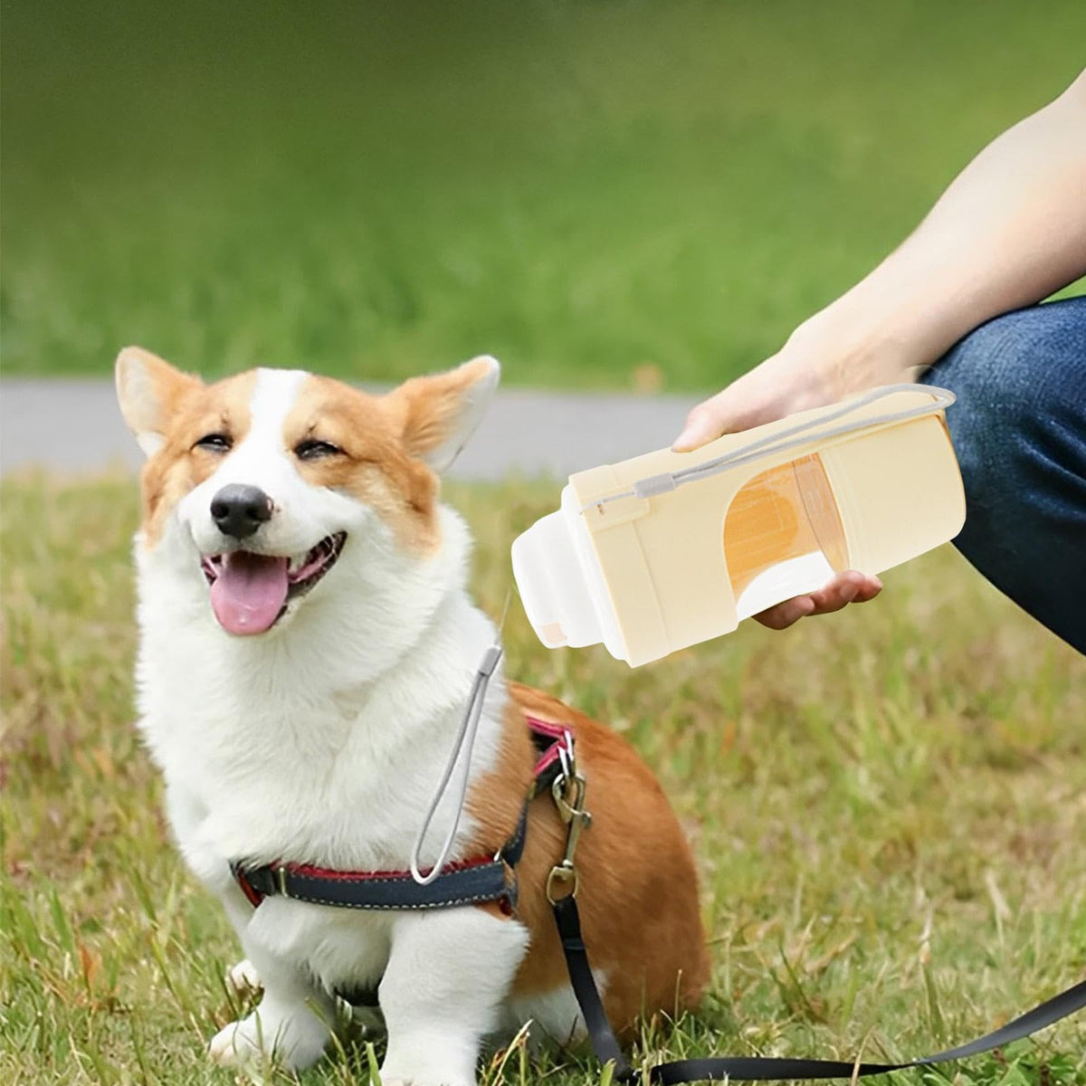 2-in-1 Dog Travel Water Bottle & Food Container – 690ml