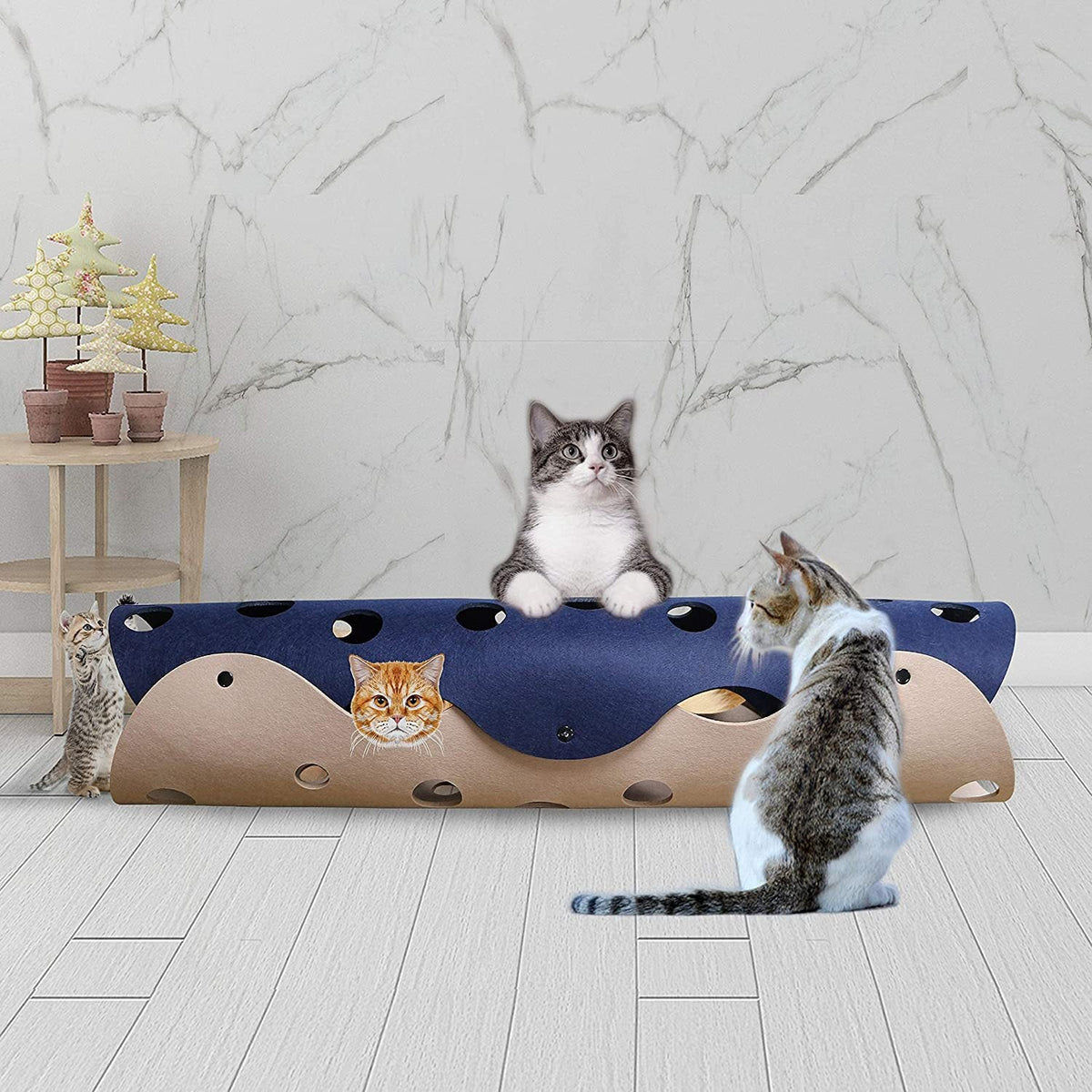Foldable Felt Cat Play Tunnel