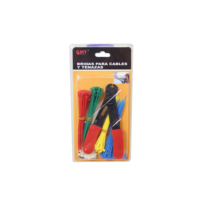 Assorted self-locking nylon cable ties with cutter tool