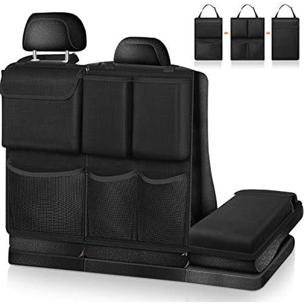 Black detachable car seat back boot organiser with storage pockets
