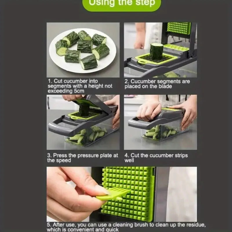 GeToday 15-in-1 Manual Vegetable Chopper & Slicer
